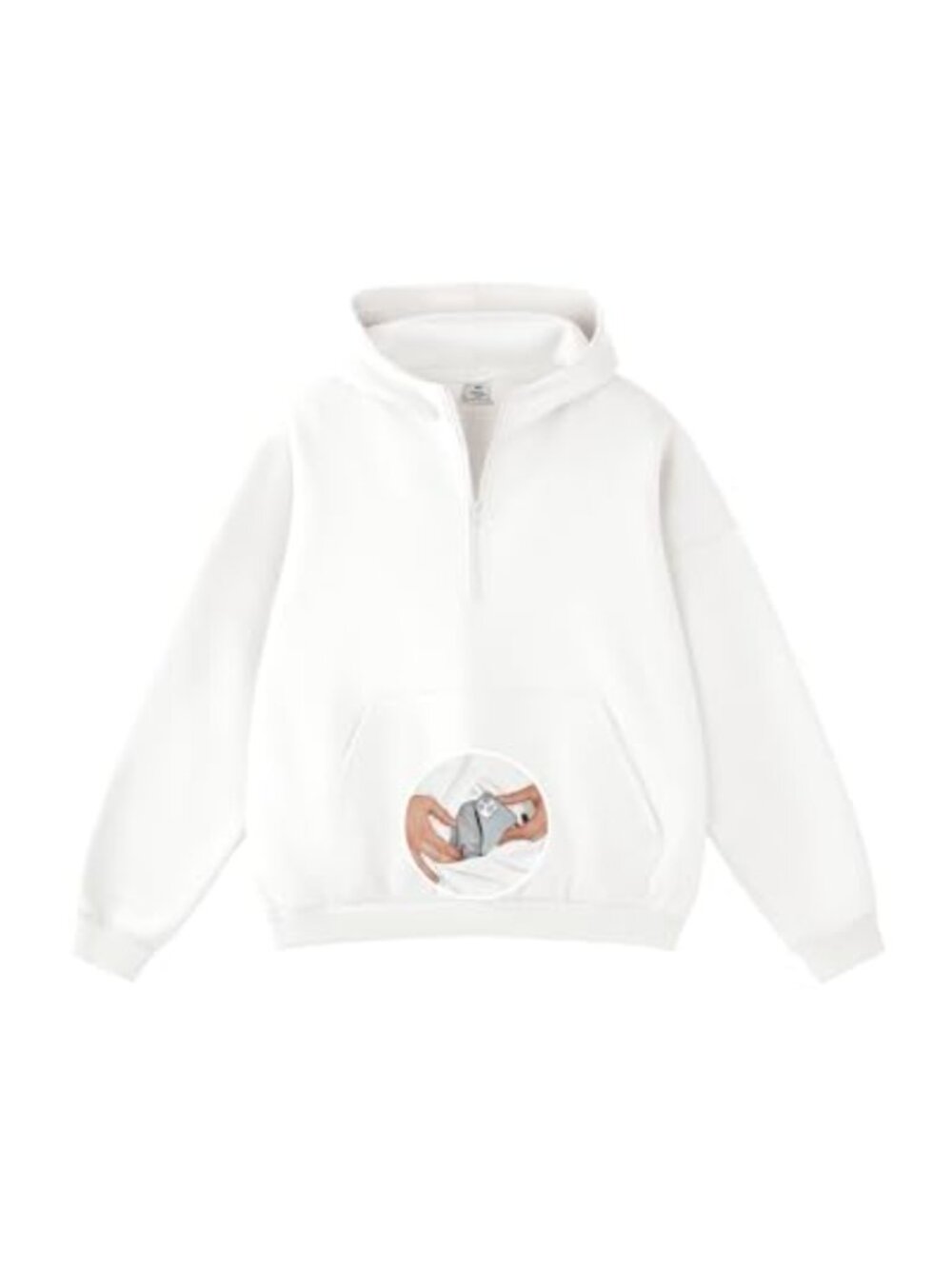 Men's Oversized Half Zip Hoodie Cotton Fleece Pullover with Pockets